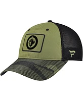 Fanatics Men's Olive Winnipeg Jets Military Appreciation Trucker Adjustable Hat