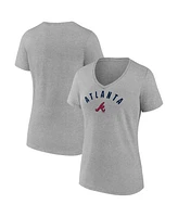 Fanatics Women's Gray Atlanta Braves V-Neck T-Shirt
