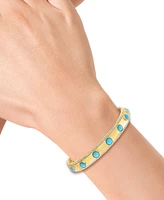 Effy Turquoise & Diamond (1-1/4 ct. t.w.) Bangle Bracelet in 14k Gold-Plated Silver