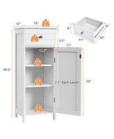Wooden Storage Free-Standing Floor Cabinet with Drawer and Shelf