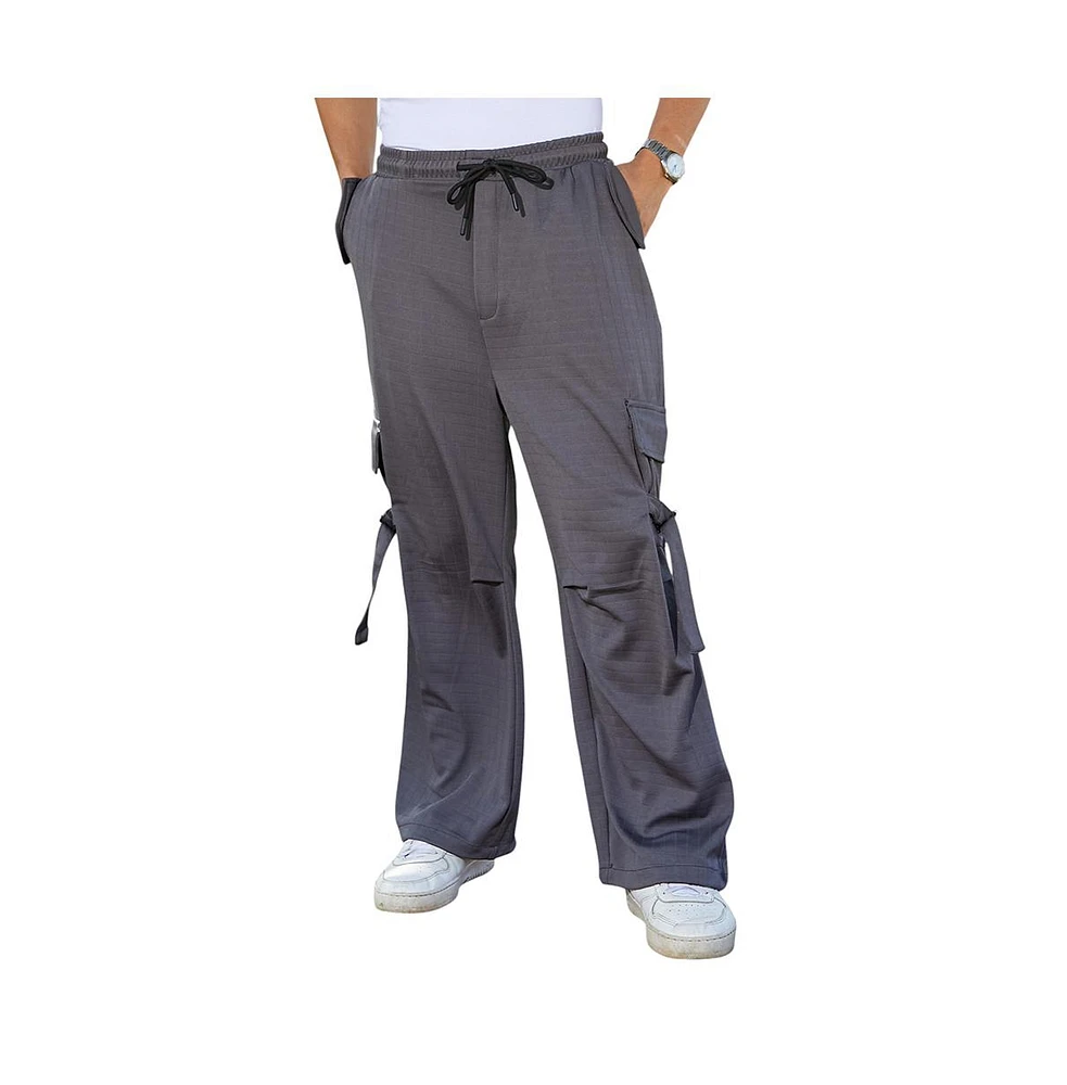 Campus Sutra Men's Moon Grey Checkered Baggy Cargo Pants