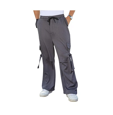 Campus Sutra Men's Moon Grey Checkered Baggy Cargo Pants