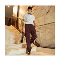 Campus Sutra Men's Chocolate Brown Pinstriped Chino Trousers