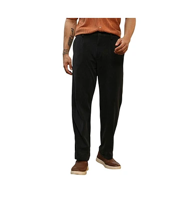 Campus Sutra Men's Onyx Black Corduroy Pleated Trousers