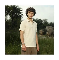 Campus Sutra Men's Banana Yellow Flatten-Ruched Polo T-Shirt