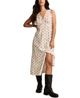 Lucky Brand Women's Printed Button-Front Sleeveless Midi Dress