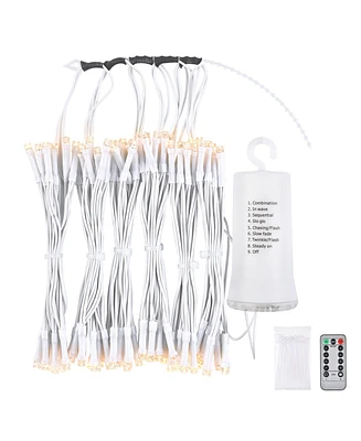 Yescom Patio Umbrella Solar String Light with Remote Control Timer Fit 6-Rib 7/8/9 Ft Outdoor Shade 96 Led Warm White
