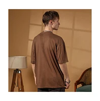 Campus Sutra Men's Chocolate Brown Solid Oversized T-Shirt