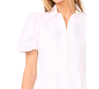 CeCe Women's Bubble-Short-Sleeve Tiered Midi Dress