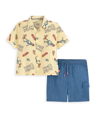 Scotch & Soda Little Boys 2-Piece Woven Shirt and Shorts Set