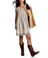 Lucky Brand Women's Printed Cotton Pintuck Mini Dress