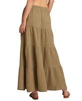 Lucky Brand Women's Gauzy Tiered Cotton Maxi Skirt