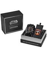Citizen Eco-Drive Men's Chronograph Star Wars Rebel Starfighter Black Leather Strap Watch 44mm Box Set
