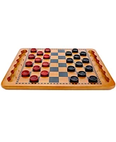 We Games 14.5 in. Red and Black Solid Wood Checkers Set, Grooves in Board