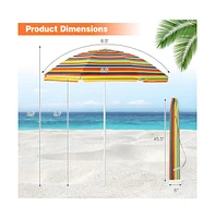 6.5 Feet Patio Beach Umbrella with Waterproof Polyester Fabric
