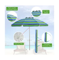 6.5 Feet Beach Umbrella with Carry Bag without Weight Base