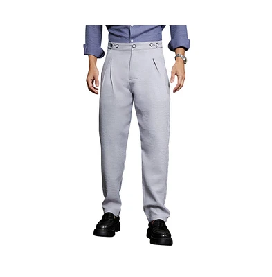 Campus Sutra Men's Cloud Grey Pleated Tailored Trousers