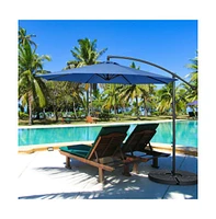 10 Feet Offset Umbrella with 8 Ribs Cantilever and Cross Base