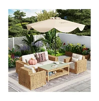 9 feet Patio Umbrella with Crank Handle and Push Button Tilt