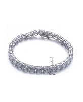 Sterling Silver White Gold Plating with Clear Cubic Zirconia Tennis Bracelet