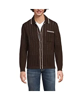 Lands' End Men's Long Sleeve Button Through Summer Polo Cardigan