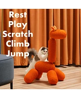 Hausource 33.46" Large Giraffe Cat Tree Tower Modern Cat Climb Toy Play Center for Kittens Small Cats, Orange