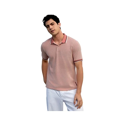 Campus Sutra Men's Brick Brown Duo-Hue Knit Polo T-Shirt