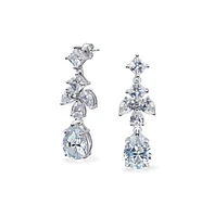Bling Jewelry Cubic Zirconia Cz Cluster Leaf Marquise Teardrop Chandelier Earrings Silver Plated Brass