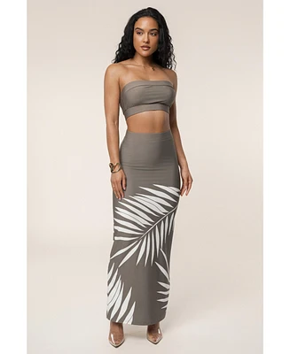 Jluxlabel Women's Palm Print Fantasy Skirt Set