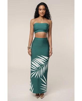 Jluxlabel Women's Palm Print Fantasy Skirt Set
