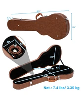 Aw Les Paul Electric Guitar Hard Case for Gibson Les Paul Guitars Lp Style Guitar Hard-Shell Bulge Surface Lockable Brown