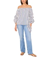 Vince Camuto Women's Striped Off-The-Shoulder Bubble-Sleeve Blouse