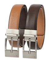 Calvin Klein Men's Elongated 2-In-1 Reversible Buckle Leather Dress Belt