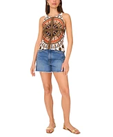 Vince Camuto Women's Printed Round-Neck Racerback Tank Top