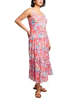 Jones New York Petite Printed Tiered Sleeveless Maxi Dress