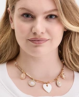 On 34th Gold-Tone Mixed Stone Charm Statement Necklace, 18" + 3" extender, Exclusively at Macy's
