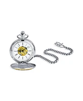 Bling Jewelry Daddy Father Gift Word Best Greatest Dad Skeleton Pocket Watch Silver Plated Finish With Long Pocket Chain