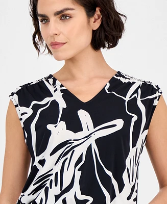 I.n.c. International Concepts Petite Printed Banded-Hem Sleeveless Top, Exclusively at Macy's