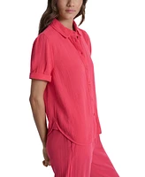 Dkny Jeans Petite Cuffed Short-Sleeve Shirt