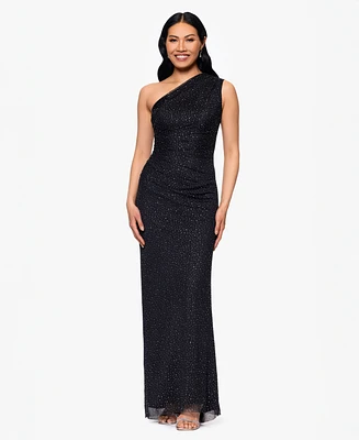 Betsy & Adam Women's Solid-Color Studded Long Halter Dress