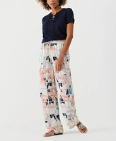 Ella Rafaella Petite Floral Print Ruffled Crew Neck Sleeveless Top