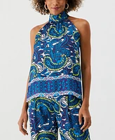 Ella Rafaella Petite Paisley Print Sleeveless Halter Top