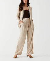 Ella Rafaella Petite Wide Leg Pleated Pants with Shine
