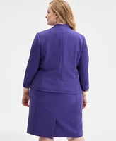 Kasper Plus Collarless 3/4-Sleeve Blazer