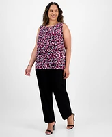 Kaspern Plus Chiclet-Print Sleeveless Top