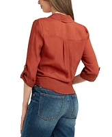 Bcx Juniors' Tie-Hem Gauzy Shirt