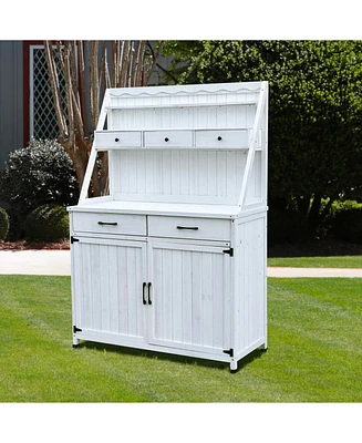 Outdoor Potting Bench with Storage