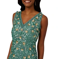 Adrianna Papell Women's Embellished Ruffled Godet Dress
