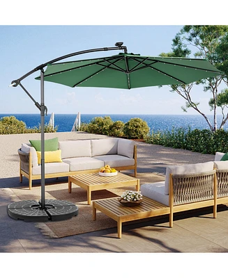 10ft Solar Led Offset Hanging Market Patio Umbrella ( Dark green )
