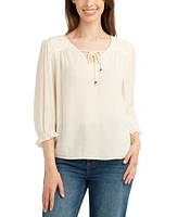 Bcx Juniors' Lace-Trim 3/4-Sleeve Peasant Top